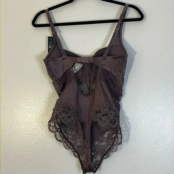 Noir | Genevieve Bodysuit Ephemera Lace Thong Padded Womens size 36D Hunkemoller - Picture 6 of 11